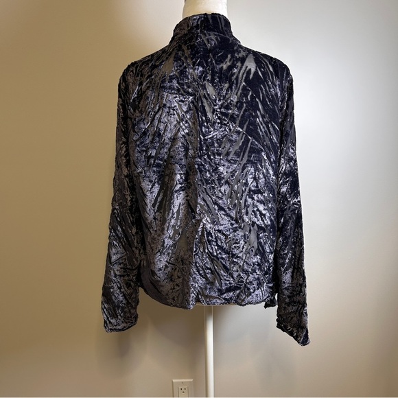 Ecote Velvet Burnout Black Purple women’s Cardigan Lrg Draped Open Front Zebra - Picture 2 of 14